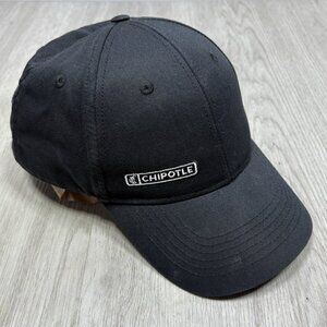 Chipotle Logo Employee Hat Black Adjustable Baseball Cap Crew Work Uniform